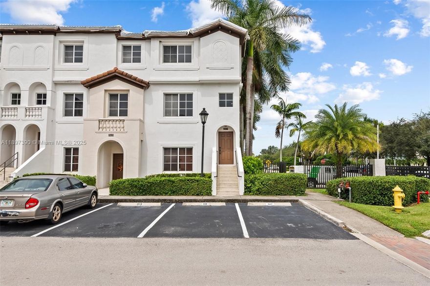 Rarely available! Immaculate 3-bed, 2.5-bath multi-level townhome in the gated Boardwalk at Vizcaya. Meticulously maintained with an open-concept layout, natural light, ceramic tile and wood flooring (no carpet), granite counters, stainless steel appliances, and wood cabinets. Includes new full-size washer/dryer, new roof (2025), and new A/C (2024) for worry-free living. Assigned parking spaces plus guest spots beside them. HOA covers exterior, roof, security, clubhouse, pool & gym. Minutes to Miramar Town Center, Whole Foods, Starbucks, highways, malls, parks & A+ schools.