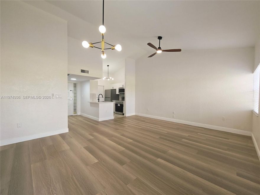 Resort-Style Living – Beautiful 2-Bedroom, 2-Bath 3rd Floor Unit with a Private Screened-In Balcony and Vaulted Ceilings. Freshly painted, featuring a remodeled kitchen with granite countertops and new appliances, new flooring throughout. The unit offers numerous upgrades. Washer and dryer inside the unit.
This condo is located in a wonderful community with a beautiful pool and lake view, clubhouse, and fitness center. Fabulous walkways and amenities including 3 swimming pools, 2 gyms, hot tubs, barbecue picnic areas, 4 EV charging stations, vehicle wash stations, and more.
24-hour security patrol. Association requires a minimum credit score of 620. Fast approval in only 3 days!!