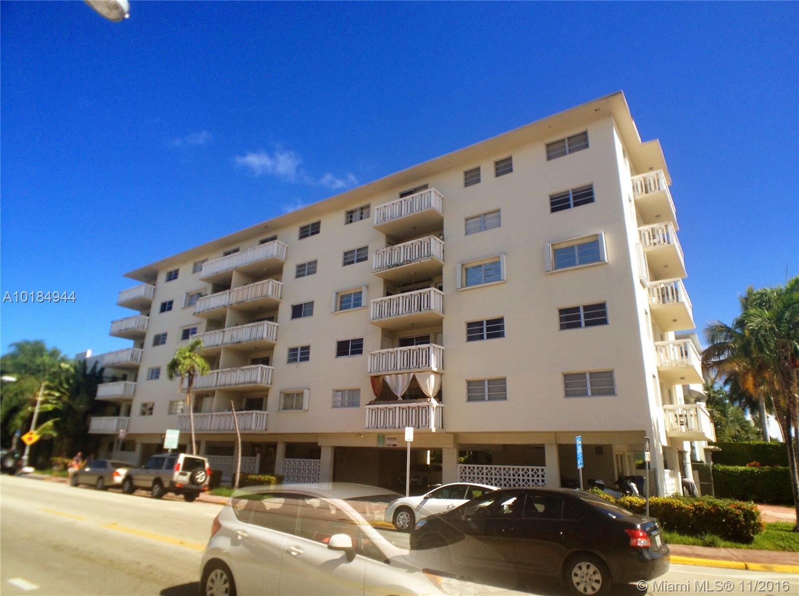 Spacious corner 1 bedroom & 1.5 bath condo with parking, newer kitchen & bathrooms, tile flooring throughout, plenty of closet space, central AC, and a huge balcony. Quiet building that allows pets. Central location steps to Lincoln Road and the beach. Park your car and walk to everything. This unit is clean, bright and will be freshly painted. It's a great place to call home. Hurry this one will not last! See virtual tour.