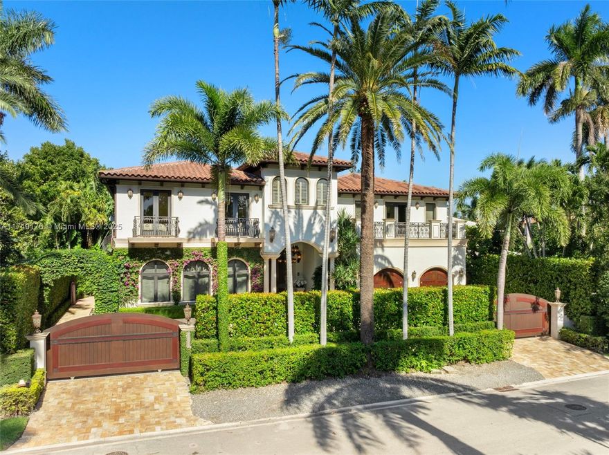 Prepare to be swept away by architectural artistry as this 13,924 SF estate on Sunset Island II debuts on the market for the first time ever. Embrace an opulent lifestyle with 9 beds, 9.5 baths, and a grand 2-story guest house. Uniquely crafted with a rose onyx living room, a Napoleon red marble speakeasy bar, chef’s dream kitchen with walk-in freezer, a regal dining hall, stunning custom walls, and an elevator. The generous primary suite features a private office, sitting area, a wet bar, and a private balcony with water views. An entertainer’s paradise with a bougainvillea-lined courtyard, fountain, summer kitchen, pool with spa, and 100' of waterfront with a private dock. This estate truly speaks for itself as a once-in-a-lifetime opportunity in a prime Miami Beach neighborhood.