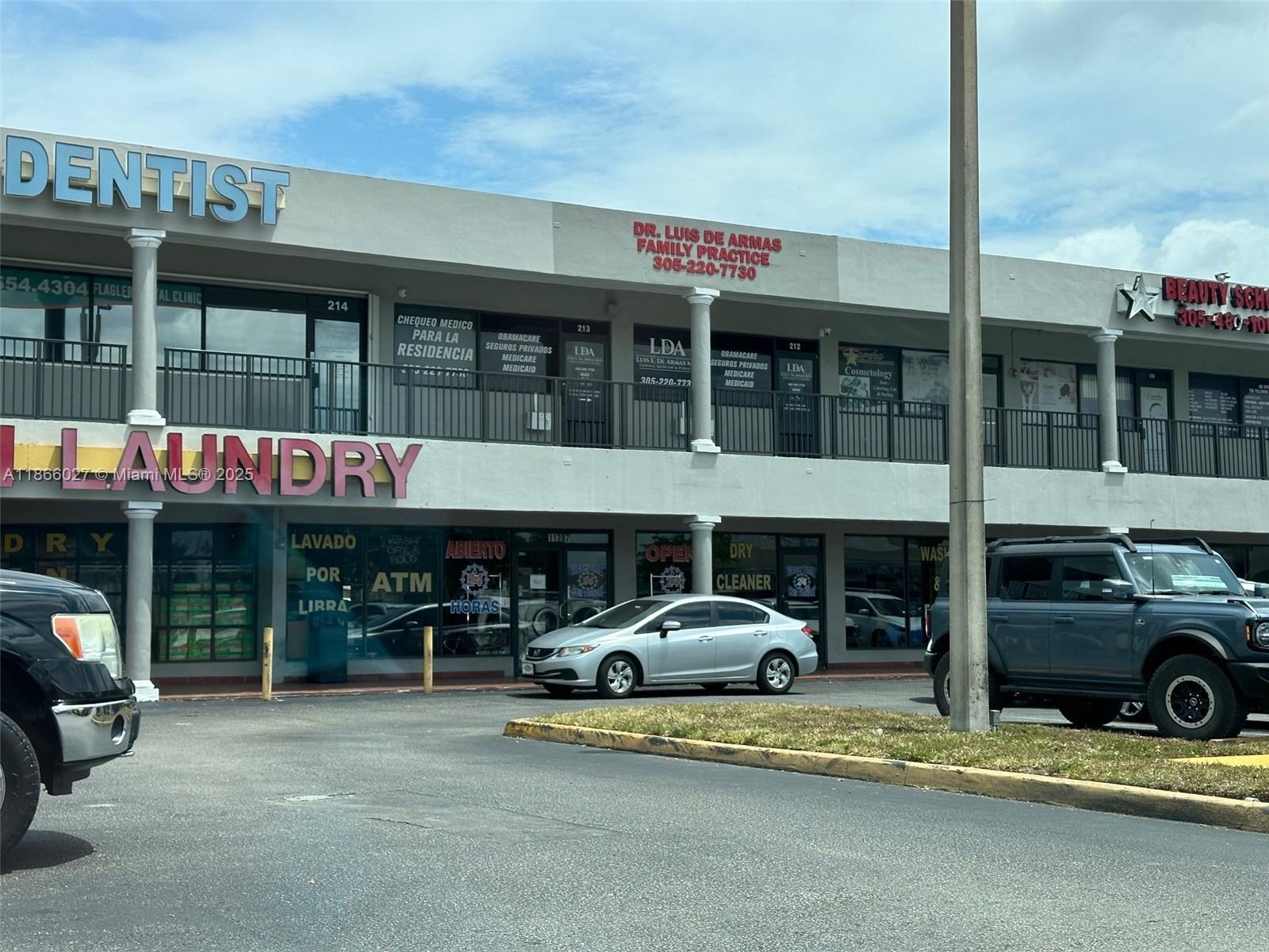SECOND FLOOR OFFICE/RETAIL SPACE IN FLAGLER SQUARE SHOPPING CENTER UNIT IS A STORE FRONT TYPE UNIT WITH 750 SF AND AN INSIDE BATHROOM. INTERIOR IS DEVIDED INTO 3 OFFICES A WAITING AREA AND RECEPTION ROOM. ACCESS IS THRU ELEVATOR OR STAIRS. PLEANTY OF OPEN PARKING MANY LOCAL SHOPS EASY ACCESS ON FLAGLER STREET. ACROSS FROM THE SOCIAL SECURITY ADMINISTRATION OFFICES. OWNERS LOOKING FOR A 3 YEAR LEASE. RENTAL IS FOR THE FIRST YEAR SECOND PLUS CAM.