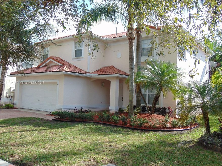 Spacious 2-story home in the very desirable gated community of Sawgrass Preserve. Home features 4 bedrooms/2.5 bathrooms; tiles throughout the first floor, new Brazilian Koa laminates on 2nd floor; master suite has a walk-in closet, dual sink, roman tub; living room, dining room, breakfast room, kitchen; family room opens up to a huge screened patio ideal for entertainment. Close to Sawgrass Mall, BB&T Center, restaurants, etc. Easy access to 595, I-75 and the Sawgrass Expressway. Owner pays for HOA fees.