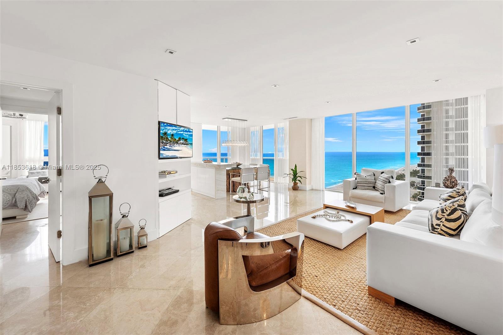 Step into comfort and style in this beautifully remodeled 3-bedroom, 3-bath home at the Blue Diamond in Miami Beach. Thoughtfully furnished, it features an open kitchen, spacious living and dining areas, marble floors, electric shades, and tasteful details throughout. The primary suite offers a relaxing retreat with a spa-style bathroom and generous walk-in closet. Two terraces provide the perfect spot to enjoy sweeping views of the ocean, bay, and city. Available starting November for a six-month lease. Enjoy a relaxed coastal lifestyle with access to the building’s exceptional amenities.