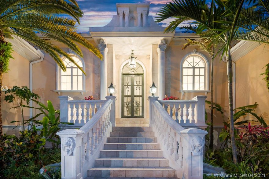 Welcome to Casa Amalfi! Located at the sought after gated community of Cocoplum, this stunning waterfront Italian mansion has direct access to the ocean. Sitting on a corner, almost half acre lot, this private gated 3-story 7bedrooms, 7.5 bathroom over 8,000 sq.ft palace features a grand entrance stairs leading to the private foyer and interior courtyard that connects all second-floor bright spaces with the high ceilings and Carrara marble floors. Oversized Master bedroom with sitting space, a separate his & hers walking closet and spacious master bathroom. The spectacular outdoor showcase a barbecue area, a breathtaking pool with his and hers cabana bathroom and a bonus room ideal to entertain and have fun with family and friends. Maids quarter with 2 bedrooms. 3 Car garage and elevator.