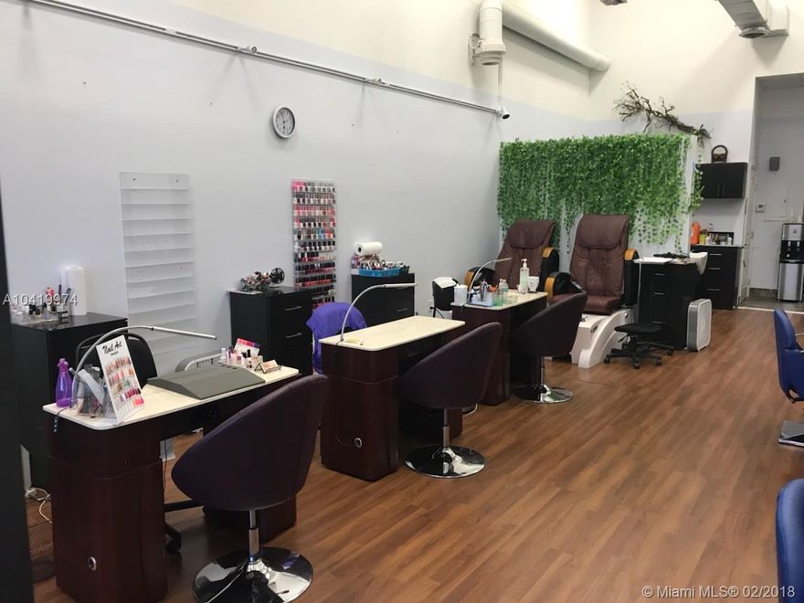 Established business in a great location.  4 styling stations, 1 color station, 3 manicure stations, 2 massage/pedicure stations, 2 massaging hair washing stations. 3 drying chairs, and a reception area.  No expense spared to make this salon look trendy and sharp.  Complies with recent building codes.  Has an extractor, high ceilings, serene water feature and many additional extras.