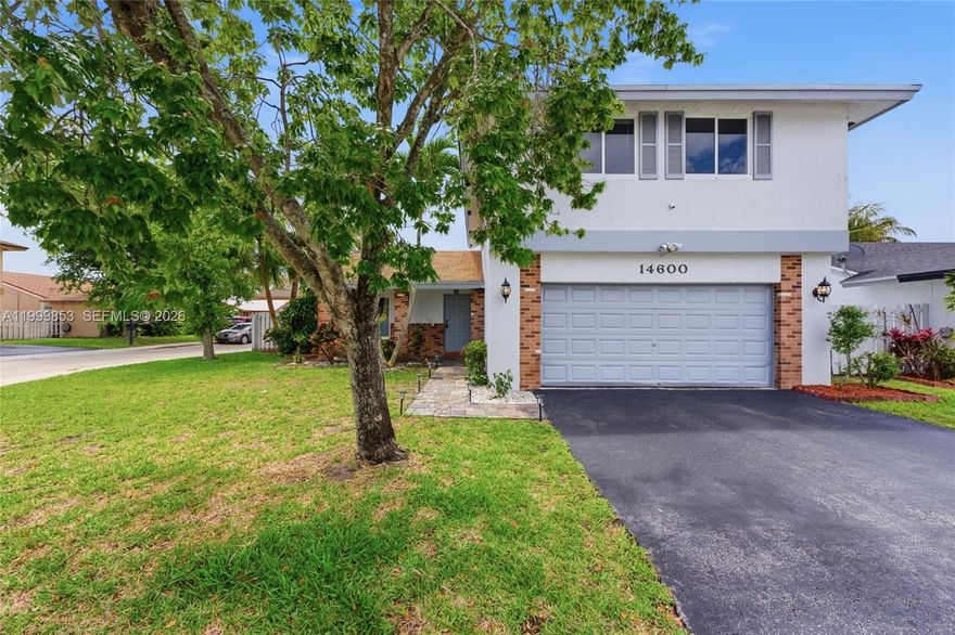 Welcome to this beautiful two story home located in the highly desirable Shenandoah community in Davie. Situated on a spacious corner lot, this property offers the perfect blend of comfort, style, and convenience. Featuring 4 bedrooms, 2.5 bathrooms, and a 2 car garage, the home showcases a combination of ceramic tile and laminate flooring throughout.The interior has been freshly painted. The kitchen is equipped with stainless steel appliances. Step outside to your private oasis, complete with low maintenance turf, a covered patio and a newly resurfaced salt water pool with LED lighting. Upgrades include high impact windows throughout and two bathrooms beautifully renovated. Ideally located near parks, schools. shopping , dining and major expressways .