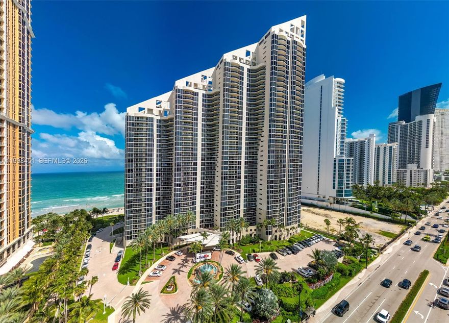 True definition of coastal living at The Pinnacle Sunny Isles. Highly sought-after and rarely available unit in this price range. Opportunity to experience direct ocean with pool area views. 1,590 sq.ft residence features a panoramic floor plan with flow-through design ensuring natural light. From the moment the unit is entered, the views extend into the living room & dining area. Nestled within the well-regarded Pinnacle Building, renowned for its exceptional quality and desirability, this limited inventory condo offers incredible value. Full service building with tennis court, beach & pool attendant services, large gym & spa.