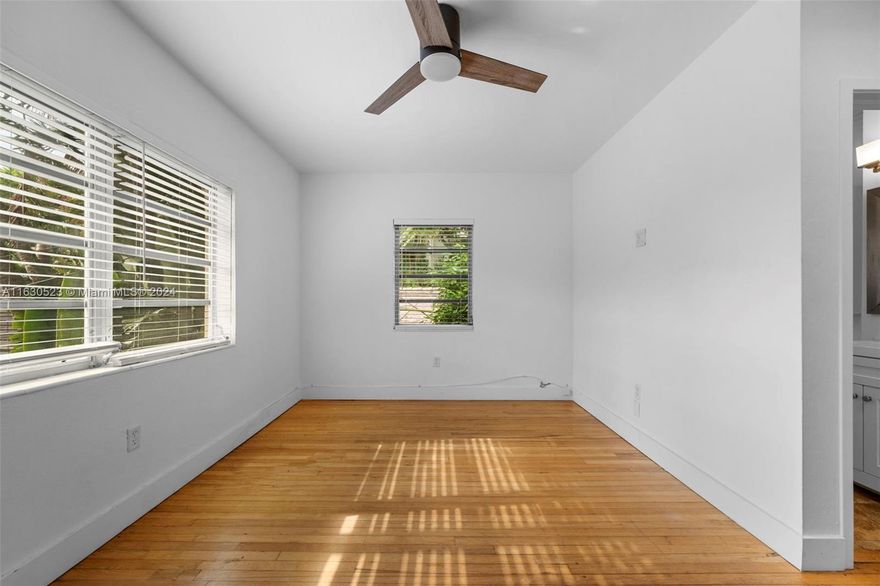 Amazing location  just steps to world famous Lincoln rd home to great shopping, restaurants and popular Sunday Market. Complex consist of two buildings one of which is only four apt's located in the back and quiet part of the building where this second floor corner unit is located. Unit features lots of windows and a sky light for lots of natural light, new AC, beautiful wood floors, updated kitchen and bath along with a very functional lay out makes is more roomy than larger apartments. Call today to schedule your private showing.