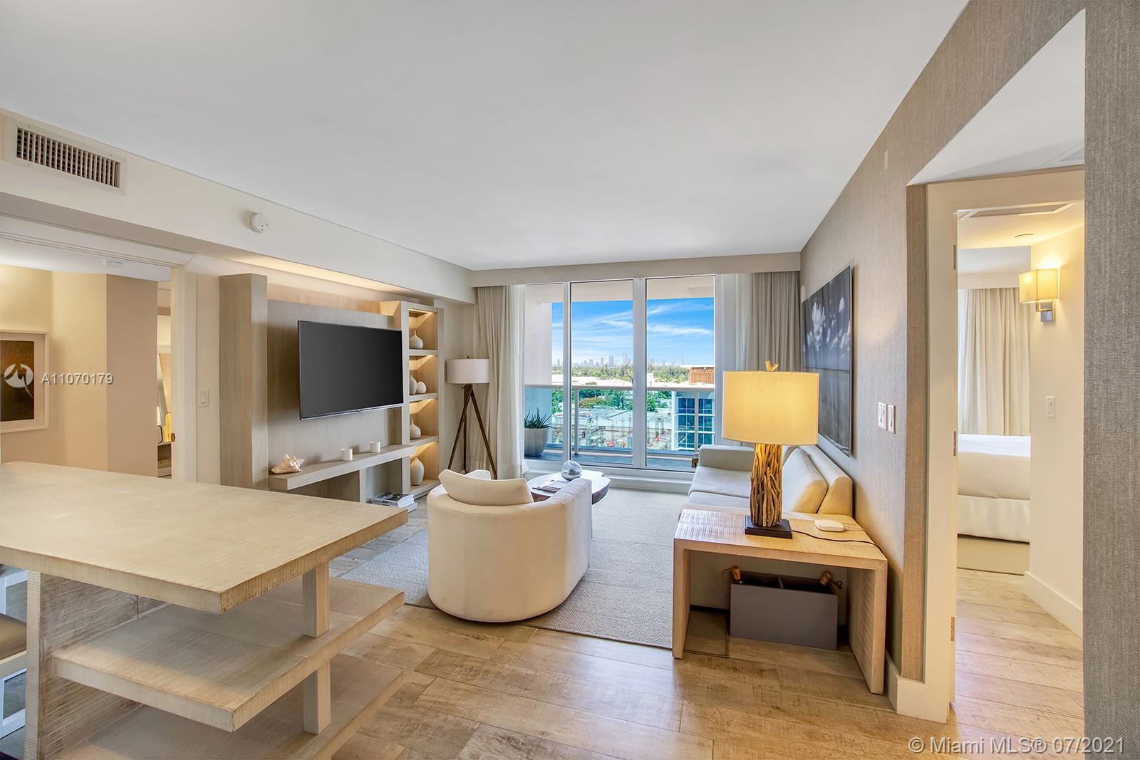 Enjoy beautiful bay views in your spacious 2 bedroom, 2 bathroom residence located at the luxurious 1 Hotel & Homes, South Beach! This spacious 1,239 interior sqft, split floor plan with private balcony lends itself to all of the comforts and hotel services you need! Delivered impeccably furnished by world renowned interior designer Debora Aguiar. Enjoy Hotel amenities- 4 swimming pools including a rooftop pool and restaurant with panoramic views of the Miami skyline, private residence lobby, valet parking, chauffeured Tesla, restaurants and much more. *Hotel program available.