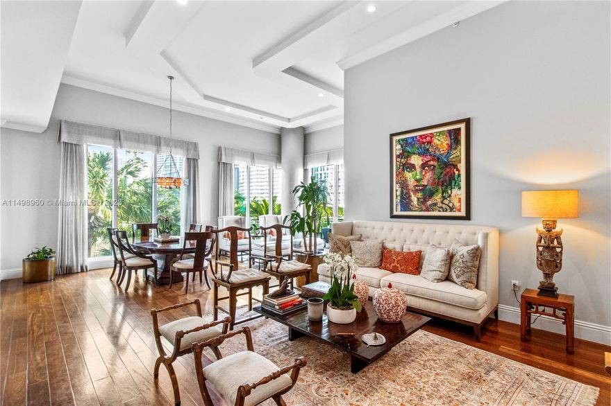 Spectacular residence in Asia Brickell Key, the crown jewel of the island! This 3 Bedroom, 3.5 Bathroom "smart home" features top-of-the-line Miele and Sub-Zero appliances, an ideal open floor plan, impact windows, marble and hardwood flooring, and luxurious finishes throughout. It is one of the only units in the building with 14' ceilings and a large terrace that can be used for green space and entertaining. The spacious balcony is a perfect place to take in the ocean breeze or enjoy your favorite beverage, with an amazing view. Asia Brickell Key offers top-notch security, 24 hour concierge, complimentary valet parking, a state of the art waterfront fitness center, swimming pool, resistance pool, spas, saunas, a racquetball/basketball court, tennis court and much more!