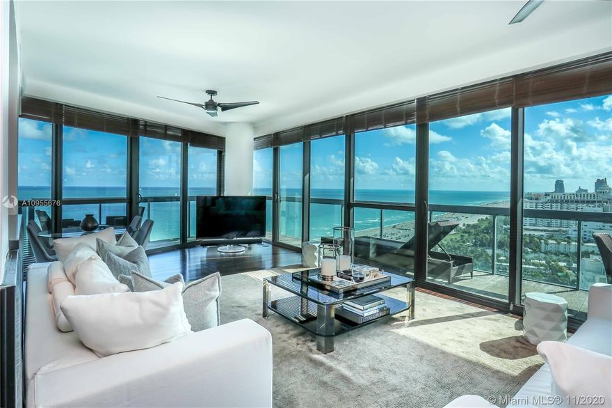 As  One of the Leading Hotels in the world, this remodeled residence in The Setai is located on the coveted Southeast corner and offers breathtaking views of the Atlantic Ocean, Biscayne Bay, famous South Beach and the downtown Miami skyline. Relaxing 3 infinity pools at different temperatures, A world class spa, restaurants along the beach and in the lively courtyard. 24/7 In room dining, concierge and valet are available as well as full service at the pool & beach. The Setai is a proud recipient of the 2020 Forbes Travel Guide Five-Star Hotel Award. The Setai has also been rewarded with the prestigious Travel & Leisure Reader's Choice Award, named the #1 resort in Miami Beach. Easy to show and easy to rent for investors.