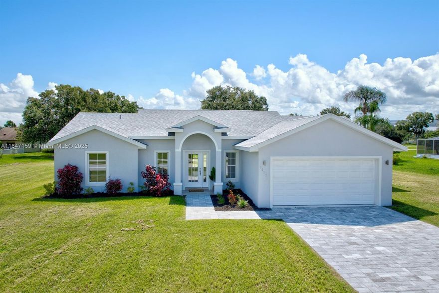 Brand New 3-bed, 2.5-bath home in Spring Lake in Sebring, FL. Features 10-ft ceilings, plank porcelain tile, spacious bedrooms, spa-like baths with quartz counters, and a master suite with soaking tub and dual sinks. The kitchen has ample cabinets, quartz countertops, island, and stainless appliances. Outside, enjoy a two-car garage and covered tiled patio overlooking a backyard ready for your oasis. Low HOA ($50/year) with trails, tennis, and pickleball. Close to lakes, raceway, and golf. Ask about financing incentives!