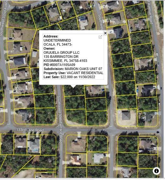 Opportunity in Marion Oaks – Ocala, FL. Build your dream home or invest in the growing city of Ocala! This residential lot (0.23 acres) is located in the well-established Marion Oaks Unit 7 subdivision, zoned R1 – Single Family Residential. Frontage: 80 ft | Depth: 125 ft. | No HOA | Not in a flood zone | No rear neighbors |Not waterfront – but with plenty of potential! Perfect for first-time builders, investors, or anyone looking for peaceful living with room to grow. Minutes from shopping, schools, and major highways.