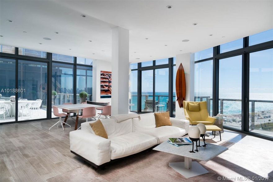 Gorgeous penthouse with stunning views at W South Beach with 3 BRs, 3 1/2 baths, 2,647 SF, the largest rooftop terrace in the building & over $800k in renovations. Marble floors and floor-to-ceiling windows throughout. Smart home technology lets you control surround sound, satellite radio, lighting, blinds and more from your phone. There are 5 balconies, a 2,700 SF rooftop terrace, outdoor theater and pool. This is a great opportunity for all buyers and investors profit through the hotel rental program