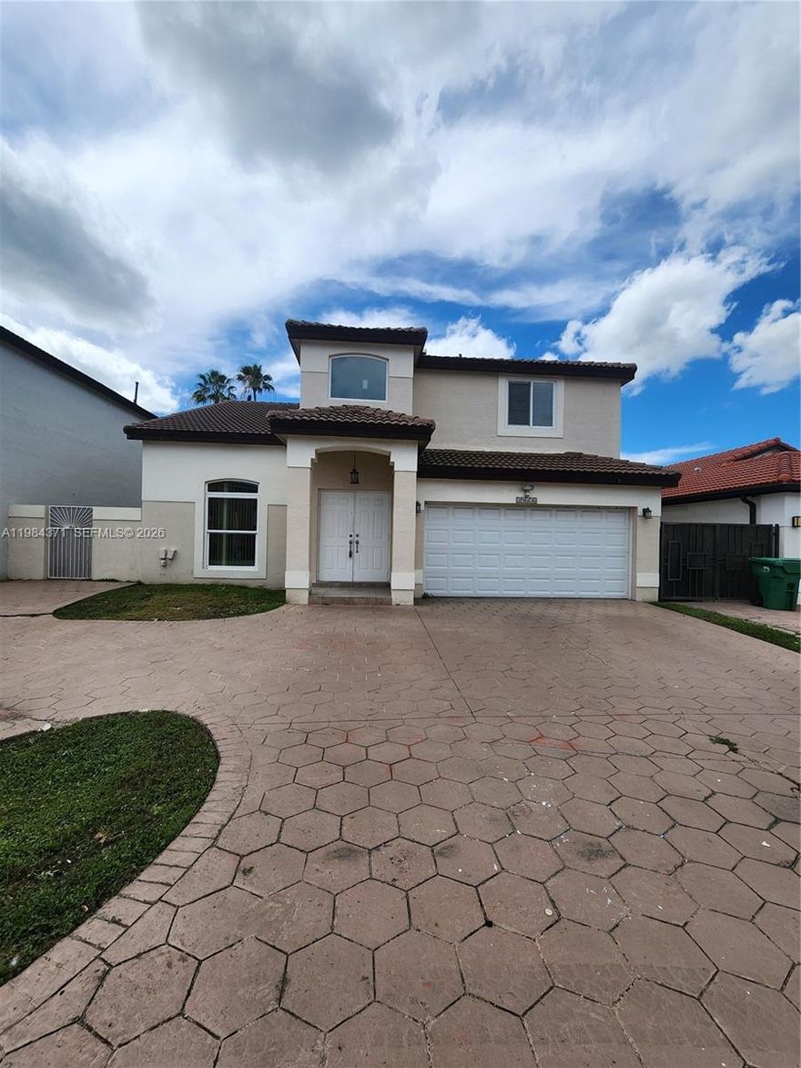 Great opportunity to live in a beautiful 4 Bedrooms, 2 full bathroom and one half bathroom two floors single family home in Marbella Park. All bedrooms are located on 2nd. floor, Two car garage, new roof, new bathrooms, big and nice kitchen with granite counter top, tile floor, vaulted ceilings, great terrace to enjoy with your family, large back yard for entertain, very desirable location in a gated community 24/7 security.