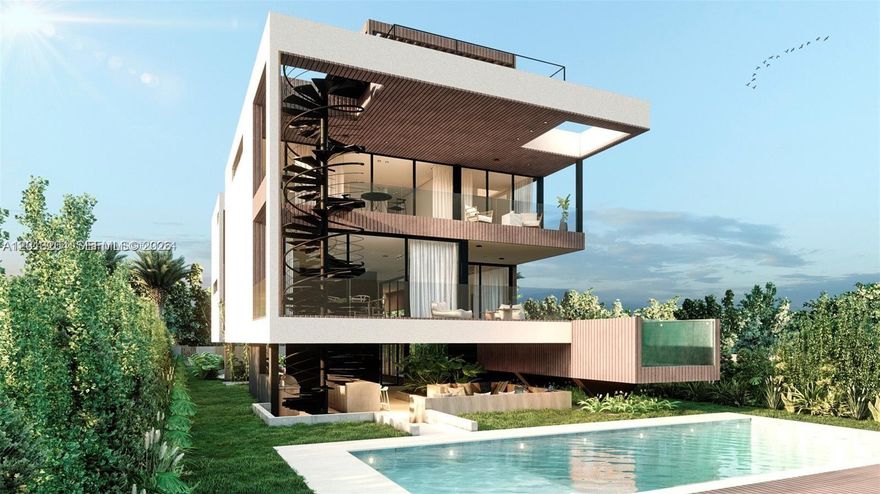 Approved Plans! Ready to build your Dream Home in the heart of the Miami Beach. This amazing waterfront 7,950 sqft vacant lot provides spectacular views and is located just a few blocks from the beach. Building plans are being developed for a 5-bed/5.1-bath state-of-the-art house boasting 3,900 SF of exceptionally designed luxurious living space flawlessly connecting with the exterior. The house includes two Swimming pools, Sun Deck, Garden/Pergola Terrace, and more.