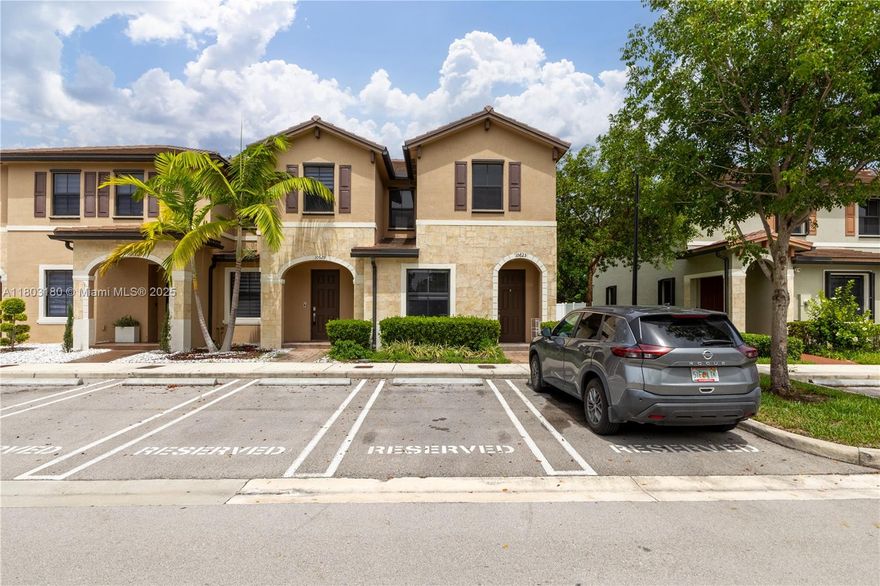 Corner unit townhouse located in the Aquabella community. The home features a Mediterranean architectural style with a spacious layout. The property includes a private fenced patio and two assigned parking spaces. The community amenities at Aquabella features two clubhouses, two pools with one being a resort style pool with a children's splash park, state of the art fitness center, game room, billiard room, tennis and basketball courts, a children's playground, walking/jogging trails, picnic areas & BBQ stations. The community is located near schools, major highways and retail stores.