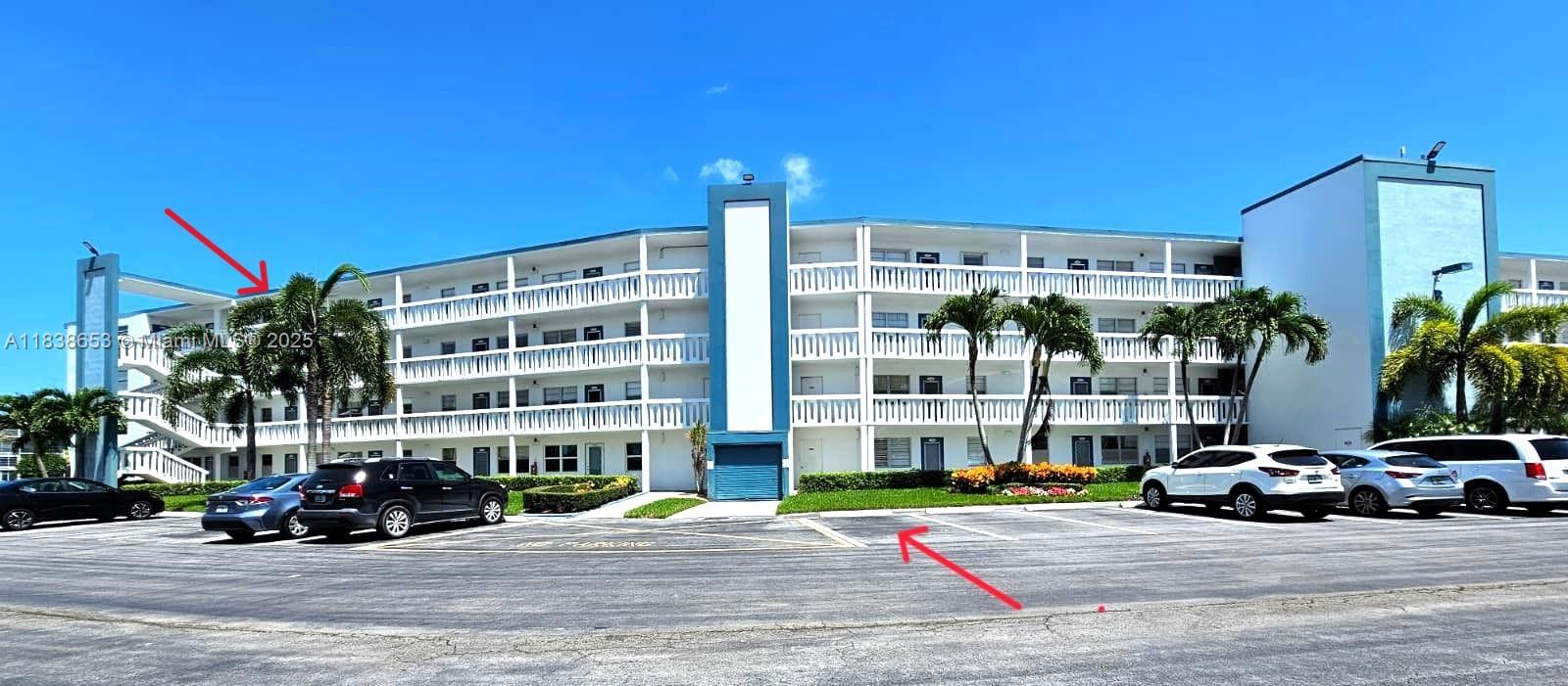 Breathtaking lake views condo on 4th floor, featuring 2 bedrooms and 1.5 bathrooms. Tiled floors throughout. Freshly painted. Master bath has a walk in tub for easy access. Walking closet. Screened and hurricane shutters on balcony. Assigned parking space close to elevator. Ready to move in. 55 Plus active community with amazing clubhouse, gated community, courtesy bus.