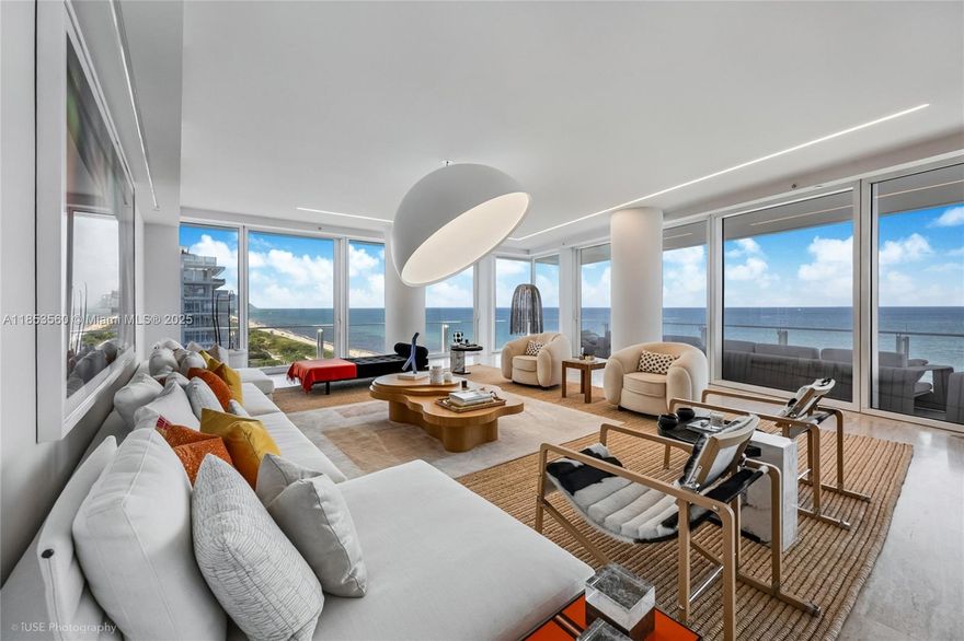 Experience the LEGENDARY FOUR SEASONS LIFESTYLE in one of the LARGEST FLOORPLANS at The Surf Club. This 7-BEDROOM, 7,387 SF residence—masterfully designed by Delphine Krakoff and featured in Elle Décor, offers BREATHTAKING OCEAN VIEWS, sunrise-to-sunset exposure, and an expansive wraparound terrace. Thoughtfully appointed for elegant living and entertaining, it includes a CHEF'S KITCHEN, CUSTOM LIBRARY, GAME & MEDIA ROOMS, and a WEST-FACING FAMILY LOUNGE to capture iconic MIAMI SUNSETS. Enjoy the ART OF HOSPITALITY by Four Seasons with à-la-carte services including 24-hr concierge, in-room dining, housekeeping, & more. Property: 4 Pools & Beach (fully serviced), Residents-Only Fitness Centers, 4 Restaurants including Thomas Keller restaurant, Four Seasons Spa, 2 shops, & more.