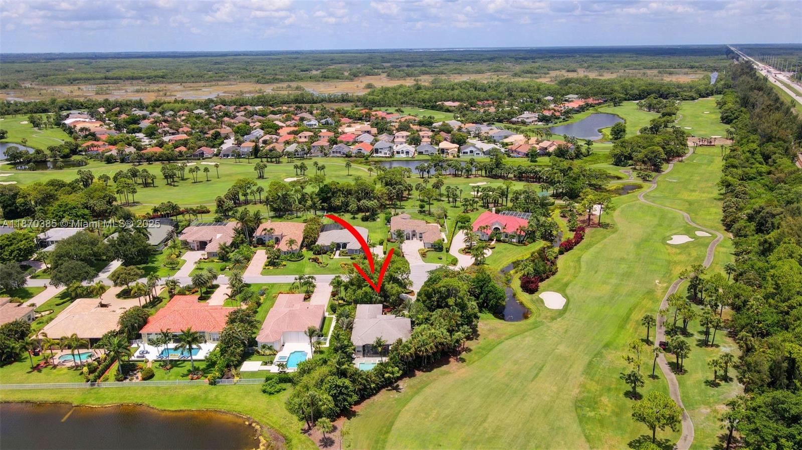 Welcome to a rare opportunity in the highly sought-after boutique golf community of Ironhorse in West Palm
Beach, offering the luxury of country club living without mandatory membership fees. Nestled in a serene cul-de
sac, this bright and spacious single-family home offers 2,466 SF under air and sits on an impressive 20,186 SF lot
with stunning golf course views and exceptional privacy. This well-designed residence features 2 bedrooms, a
versatile den that can easily be converted into a 3rd bedroom, 2.5 bathrooms, a 3-car garage, and a private pool
with a relaxing jacuzzi. Enjoy the open layout, abundant natural light, and tranquil setting—all ready for your
personal touch and customization. Don’t miss your chance to make this exceptional property your own!