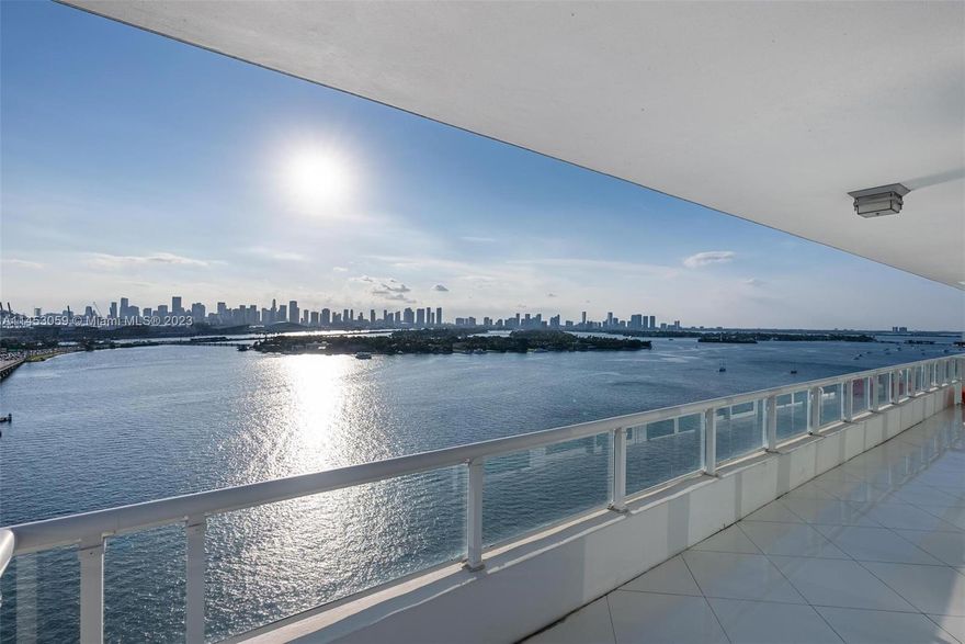 RARE ON THE MARKET - Step into a realm of luxury with this fully renovated 2 beds / 2,5 baths corner unit located in the iconic Bentley Bay building / South Beach. Perched directly on biscayne bay, the unit offers large wraparound terraces with unique water views (bay and ocean) from all rooms and the Miami Skyline. High end finishes and top of the line appliances. This unit has been fully redesigned from its original 3 bedroom plan for added breadth - but can be reconverted into a 3 beds. Bentley Bay offers luxurious amenities elevate the living experience, located at walking distance from renowned bars & restaurants and the newly canopy park. Easy to show.