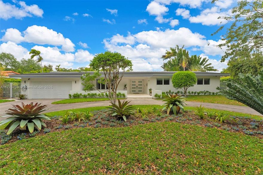 Welcome to CASA MODERNE at 45 Morningside Dr, located where Coconut Grove Meets Coral Gables. Situated on nearly 11,000 SF, This Midcentury modern residence perfectly marries modern comfort with timeless style. Currently a 2BD+Den / 2.5 baths, this home is designed to cater to your every need. With plenty of space to grow, the home can be easily converted back to a 3BD & more. The open floor plan creates a seamless flow from one room to the next. The large dining room features extensive windows, bringing in light and garden views. Outside, the backyard is a true oasis thanks to extendable awnings, a large pool & rose garden. Located across Sunrise Park & near top schools, Cocowalk and more, Experience best of the Gables with comfort & elegance at 45 Morningside Dr.