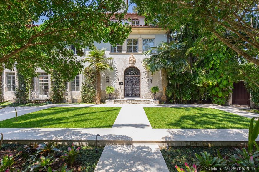 Enjoy Coconut Grove and Miami lifestyle in this astounding 3-story, 7 bedroom, 7.5 bath masterpiece. Built in 1931 with a clean and well-planned 9481 sqft floor plan. Located in the prestigious and private Moorings community.

Designed by renowned Phineas Paist and landscaped double lot by Raymond Jungles, this majestic estate delivers the glamour of old times, while meticulously updated and expanded with features such as cabana bath, gymnasium and generous sauna flanking the 76ft lap pool, as well as media room, studio, large office and guest suites. There are no expenses spared in this Super Mansion. Quarried limestone walls, inlaid marble floors, high ceilings, impact windows, Otis elevator, blissful courtyard, 3 spectacular fireplaces, motor court and all balcony en-suite bedrooms.