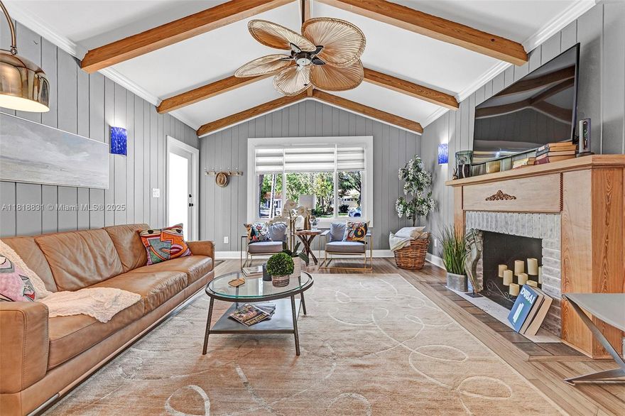 Tropical tranquility meets vintage contemporary charm in coveted Rio Vista in Downtown Fort Lauderdale.   This one-of-a-kind property offers the perfect blend of architectural character and opportunity.  Embrace this vintage gem or build anew—either way, it’s a wise investment in one of South Florida’s most sought-after neighborhoods.  Featuring 2 beds and 2 baths, attached garage & a dreamy back yard provide the ideal spot for hosting in style.  Relaxing water features, French doors lead to private backyard patio from the primary suite, framed by lush, mature greenery.  Moments to Las Olas, Ft Laud Beach, marinas, parks and world class dining, arts and entertainment provide a rare chance to own a truly special home with timeless design and boundless potential in the heart of Rio Vista.
