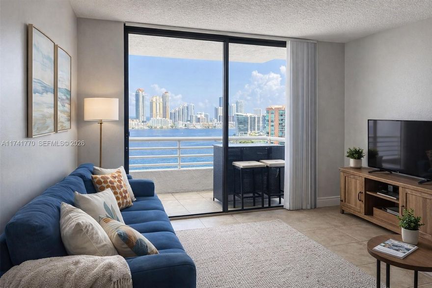 Unit was repainted in white and light grey colors, not all images reflect this . Spectacular water views from every room in this 2 bedroom | 2 bathroom PENTHOUSE in a prestigious Parc Central condo. Unit was repainted in white and light grey colors, images do not reflect this. Unbeatable views and location. Property comes fully furnished with washer and dryer in the apartment. Spacious living area, top of the line appliances and finishes. Building features A star amenities: 2 pools, State-of-the-art completely upgraded fitness center, sauna, 24/7 lobby attendant, valet parking and many more. Just across the street from Aventura Mall, minutes away from top rated schools, golf course, grocery stores etc. Property is tenant occupied until November 2025. Ideal for investors.