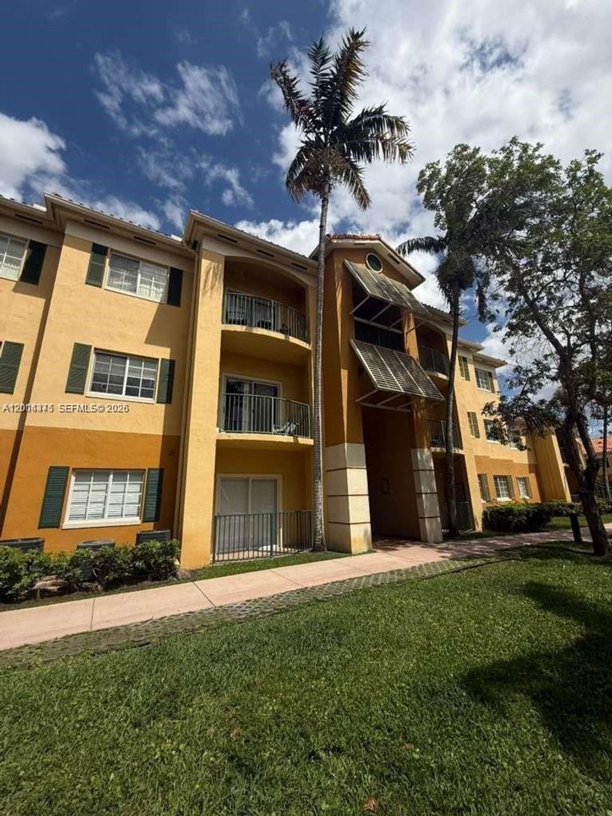 Charming 2-bedroom, 2-bath unit located in the desirable Palm Gardens at Doral community. This well-maintained residence offers 870 sq ft of comfortable living space with a functional layout, tile flooring throughout, and a bright second-floor entry. The corner positioning provides added privacy and natural light, creating a welcoming atmosphere. The unit features assigned parking and is part of a gated community with convenient amenities, including a swimming pool, fitness center, and secure entry. Maintenance includes cable, landscaping, exterior maintenance, security, and access to all amenities, offering great value and ease of living. Ideally situated in the heart of Doral, close to top-rated schools, shopping centers, dining, and major highways for easy commuting. Pet-friendly with restrictions and leasing allowed (minimum 1 year), making it a great option for both end-users and investors. A fantastic opportunity to own in one of Doral’s most sought-after communities at an attractive price point.