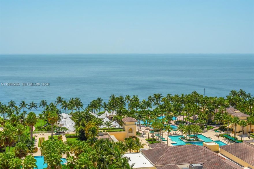 Gorgeous ocean, bay, and Miami skyline views define this stunning 16th-floor residence in Club Tower Three at Ocean Club Key Biscayne. This bright flow-through unit is filled with natural light and enjoys wonderful cross-breezes, with balconies on both sides. The residence offers 3 en-suite bedrooms plus a powder room, totaling 3 bedrooms and 3.5 baths. Beautiful finishes throughout enhance the appeal of this exceptional home, along with a premier lifestyle that includes beach access, restaurants, tennis courts, a spa and fitness center, pools, a children’s playground, security, and much more