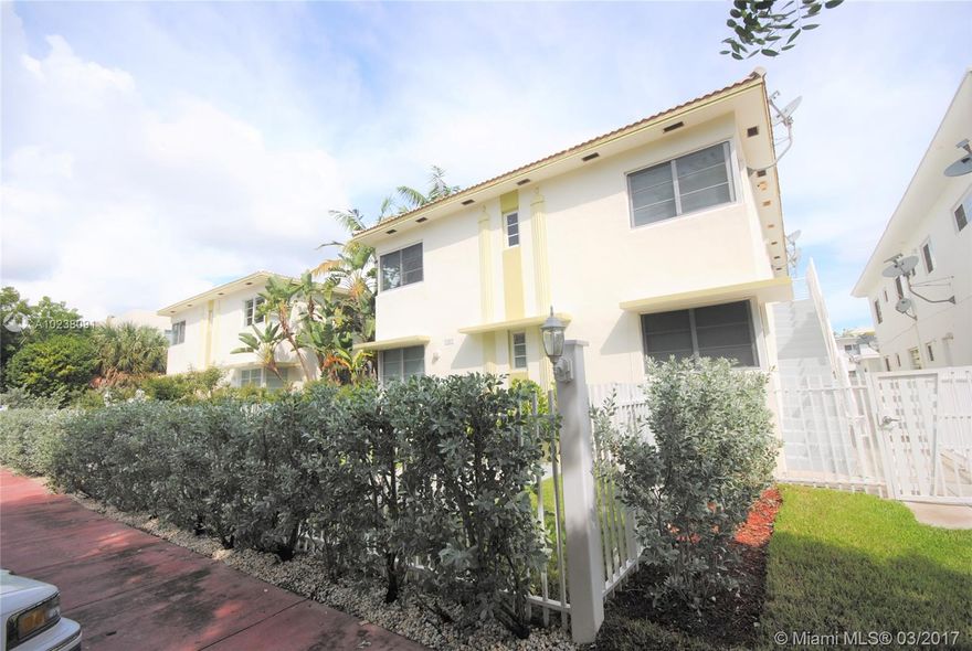 Unprecedented Rental Opportunity!! Beautifully refinished MiMo building just steps from Normandy Village & the beach with gated entrance and rear common patio. This unit features hurricane impact-resist windows, modern Italian kitchen, SS appliances, central A/C, new bath, warm wood floors, and individual washer/dryer in the unit. Move right in & enjoy bright spacious living area from this tranquil unit w/separate dining area and great closet space. Pet friendly and fast approval process.