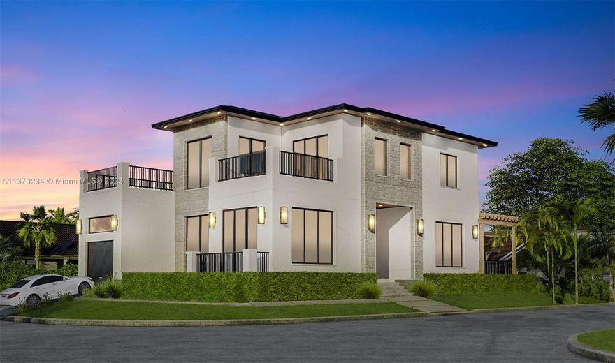 New Construction! Move right in!! This gorgeous 6BR 6BA transitional on a prime corner lot is a top-quality family home for the discerning buyer. Boasting 2 stories of impeccably-appointed living space, a large covered patio, private balconies off the BR's & sparkling 28 ft pool w/water feature & Jacuzzi, this gem is brand new & one of a kind. Every inch of the luxurious interiors has been thoughtfully designed w/utmost attention to detail. Soaring ceilings, oversized windows, exquisite flooring, chic lighting & premium materials exude modern elegance. The layout is a dream w/ a dramatic great rm for entertaining, formal dining w/fabulous wine wall, Hi-End eat-in kitchen w/Wolf appliances+ a bar, den/office, laundry & more! 2 blocks away from Surfside Community Center & Beach & much more!