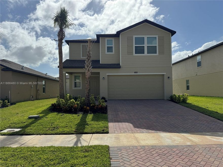 Welcome to your dream home in Bent Creek! This brand-new 6 bedroom, 3 bathroom home blends comfort, style,
and functionality in one of Fort Pierce’s most sought-after gated communities. Enjoy a spacious open floor plan
with a modern kitchen featuring stainless steel appliances, granite countertops, and a large island perfect for
entertaining. The split-bedroom layout provides privacy for the primary suite, complete with a walk-in closet and
en-suite bath. Enjoy peaceful mornings on your covered patio and the convenience of smart home features
throughout. Bent Creek offers resort-style amenities including a clubhouse, pool, fitness center, and playground —
all just minutes from beaches, shopping, and I-95. Don’t miss this opportunity to own a stunning new home in a
growing community!