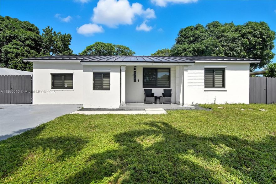 Completely remodeled One Story Single Family Home Featuring a Metal Roof, Covered front porch. 5 bedrooms with an additional room that can be a 6th bedroom by adding a closet to it, all impact windows and doors, new Air ducts and more. Just minutes to the airport. Centrally located with shopping centers and many dining options around. Call now to schedule your own private tour.