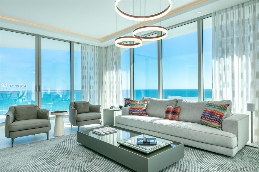 Appointed with the finest finishes and furnished with luxury and contemporary pieces by Artefacto and other Italian design brands, this plush residence is ready for move-in! Jade Signature is designed by Pritzker-prize-wining Swiss architect, Herzog and de Meuron with interiors by world-renown, Pierre Yves Rochon of Paris. This spacious corner residence features 4 bedrooms (convertible 5th bed) in addition to a family room and den. A glass jewel box, enjoy uninterrupted ocean views with glimmering skyline vistas, framed by floor-to-ceiling windows and appointed with 5 terraces. Hermes furnishings and accents adorn the common areas. Amenities feature on-sight dining, Tata-Harper spa, salon and water therapy; fitness facilities, yoga, pilates/spin studios and more.