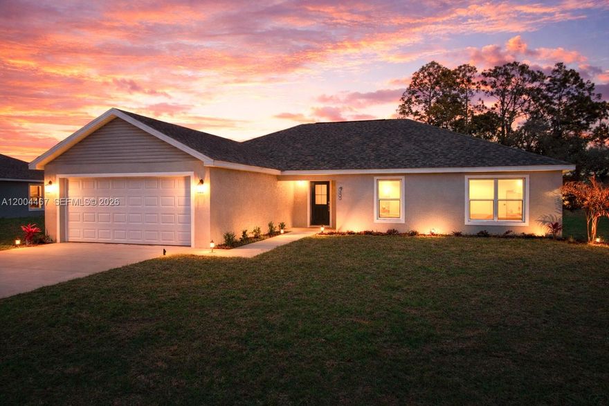 Welcome to this beautifully designed "Lakewood Model", located in the highly desirable Sun N Lake Golf Community, considered Florida's Centerpiece community in Sebring.  This brand-new home features a light and bright open floor plan with over 1,700 square feet of living space offering comfort, style, and functionality. The thoughtfully designed layout includes 4 spacious bedrooms, 2 full bathrooms, an attached 2 car garage and a covered Porch which measures 12' x 28' which is perfect for entertaining.  The lot measures .29 acres perfect for adding a pool if you wish. Interior upgrades include waterproof vinyl plank flooring throughout the home, elegant quartz countertops, modern LED lighting, and a brand new stainless steel appliance package in the kitchen. The open-concept living and dining areas create a welcoming space ideal for both everyday living and entertaining. Peace of mind with central water, sewer and underground utilities. Sun N Lake community residents enjoy an active lifestyle with two championship 18-hole golf courses, a community pool (with a newly expanded pool coming soon), playgrounds, pickleball courts, basketball courts, frisbee golf, dog park, and numerous other recreational hiking trails. Conveniently located near medical facilities, shopping, dining, and all that Sebring has to offer. Recently featured in HGTV, Sebring is called the City on the Circle.  This Home has NO HOA.   *Some photos have been enhanced with virtual staging.