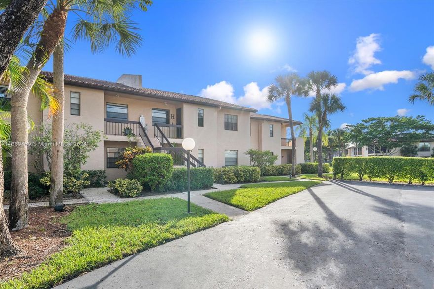 Discover this beautifully updated 2- bedroom 2- bath condo in the sought - after Pines of Boca Lago, a vibrant 55+ community. Featuring stylish tiled and Laminate flooring, an upgraded kitchen with modern cabinets and appliances, this unit combines comfort and elegance .Enjoy peace of mind with 24- hour guard service and access top fantastic amenities. Perfect for relaxed living- schedule your showing today!