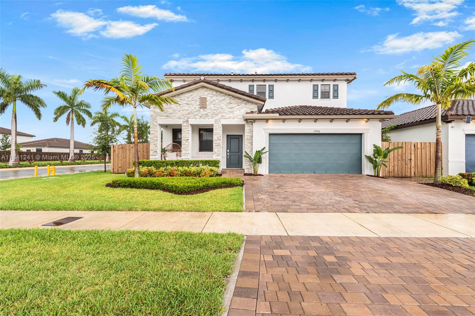 Amazing 4-bed, 3-bath two-story home in the gated Corsica community. Features a bright open layout with tile floors, high ceilings, and a stylish kitchen with quartz countertops, stainless steel appliances, and a large island. The first floor includes a private den, open-concept living/dining area, and a full bedroom and bath with patio access. Upstairs offers cozy carpeted floors, two spacious secondary bedrooms and a generous primary suite with dual walk-in closets and a luxurious en-suite bath. With a 2-car garage, modern finishes, and a smart, functional layout, this home truly has it all. Don’t miss your chance to make it yours!