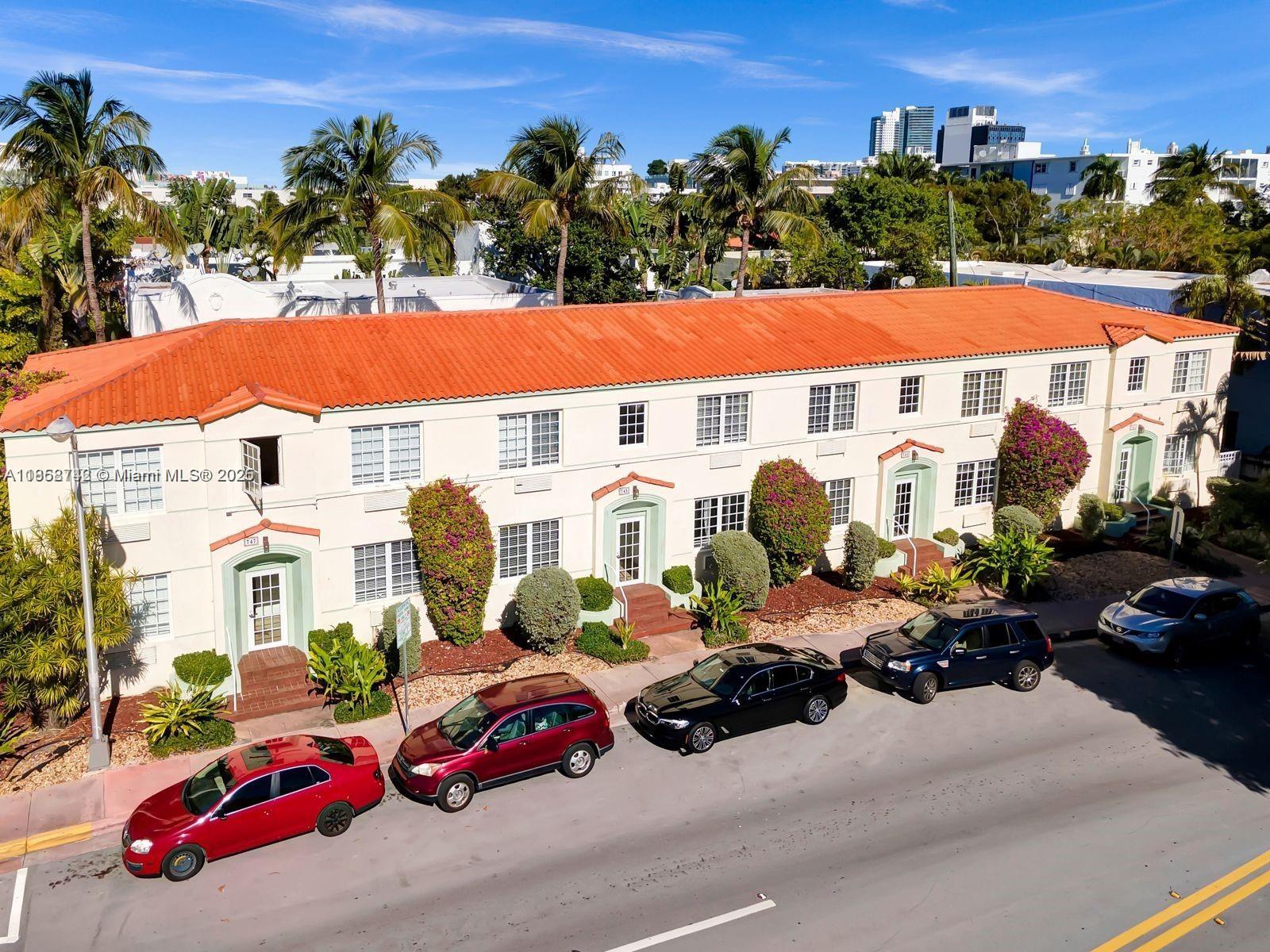 Fabulous & bright FURNISHED Junior 1 bedroom apartment just a couple blocks from Lincoln Road in a gem of a Mediterranean Revival building, The Santana Condominium. Unit has a great sunny south-facing view. Unit has it all, dishes, new bed linens, pots/pans etc., all you need to move in! Quiet & well-maintained building only has 16 units & was redeveloped in 2008. Unit features terrazzo floors, impact windows, faux fireplace, and 1st floor location. Separate living / sleeping area in a split plan. Laundry onsite behind the building. First/Last/Security is a must. No smoking. Minimum 1 year lease. Available immediately, Entry door at 747 15th Street. Max occupancy 2 persons. Building being painted next month also!