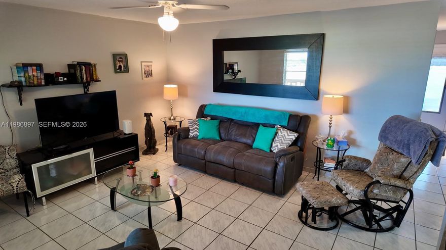 Beautifully maintained 1-bedroom, 1-bathroom unit located on the 3rd floor of Mar-Len Gardens with serene views overlooking the pool area. This bright and inviting unit features tile flooring throughout and is being sold fully furnished and turnkey, ready for immediate enjoyment. The layout offers a comfortable living space along with a screened-in balcony, perfect for relaxing while enjoying added privacy with no direct neighbors in front or behind. A Murphy bed provides additional flexibility for accommodating guests. The building has a brand-new roof, offering peace of mind to future owners. Mar-Len Gardens is a HOPA verified (55+) gated community with a wide range of amenities including two pools, clubhouse, fitness center, indoor pickleball, and organized activities. Conveniently located approximately 3 miles from the beach and close to shopping, dining, and major roadways. Co-op with land lease, cash purchase only. No rentals permitted during the first year of ownership, then allowed once per year for a maximum of 4 months. Total monthly fees, including land lease, maintenance, and taxes, are approximately $740.