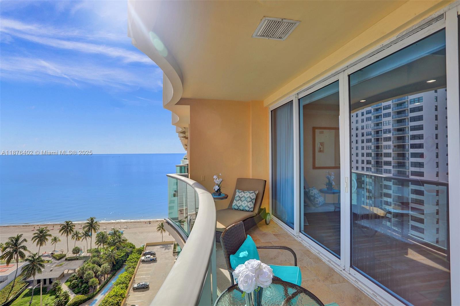 Experience unparalleled luxury in this beautifully remodeled and designer-decorated Studio. Featuring a modern bathroom and a spacious balcony, you can enjoy stunning ocean and sunset skyline views every day. The studio is fully furnished and equipped, ensuring you have everything you need for a comfortable stay. The Wave- offers an array of fantastic amenities, including a newly remodeled resort-style pool deck adorned with lush palm trees and fountains, a Jacuzzi, and a gym with ocean views. Enjoy complimentary beach services, adding to the convenience and charm of this remarkable residence. Don't miss out on this incredible opportunity to live in one of the finest buildings on the beach!