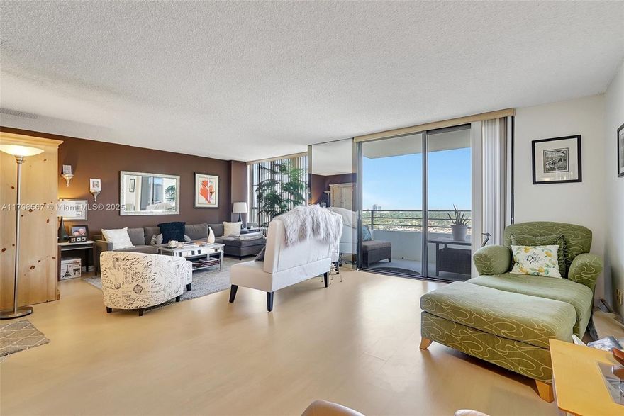 MOTIVATED SELLER 1400 sq ft.in building, majestic lobby, 24 hr security desk and valet. spectacular 180 degree views, beautiful balcony, views of the ocean, downtown Ft. Lauderdale skyline & guitar hotel. resort style amenities, pools, gym, meeting & party rooms, Marina, Tennis & more. Unit has beautiful blond engineered wood floors throughout except in kitchen. Floors were recently installed. There are sunrise & sunset views . This is a huge 1 BR that converts to 2 BR, eat in kitchen, 2 full Baths (stall shower in one & shower/tub in other, many closets, 2 walk-ins. Monthly HOA includes amenities, cable and internet. A/C is less than a year old and the water heater a few years old. There is 1 storage closet and 1 covered reserved parking spot.