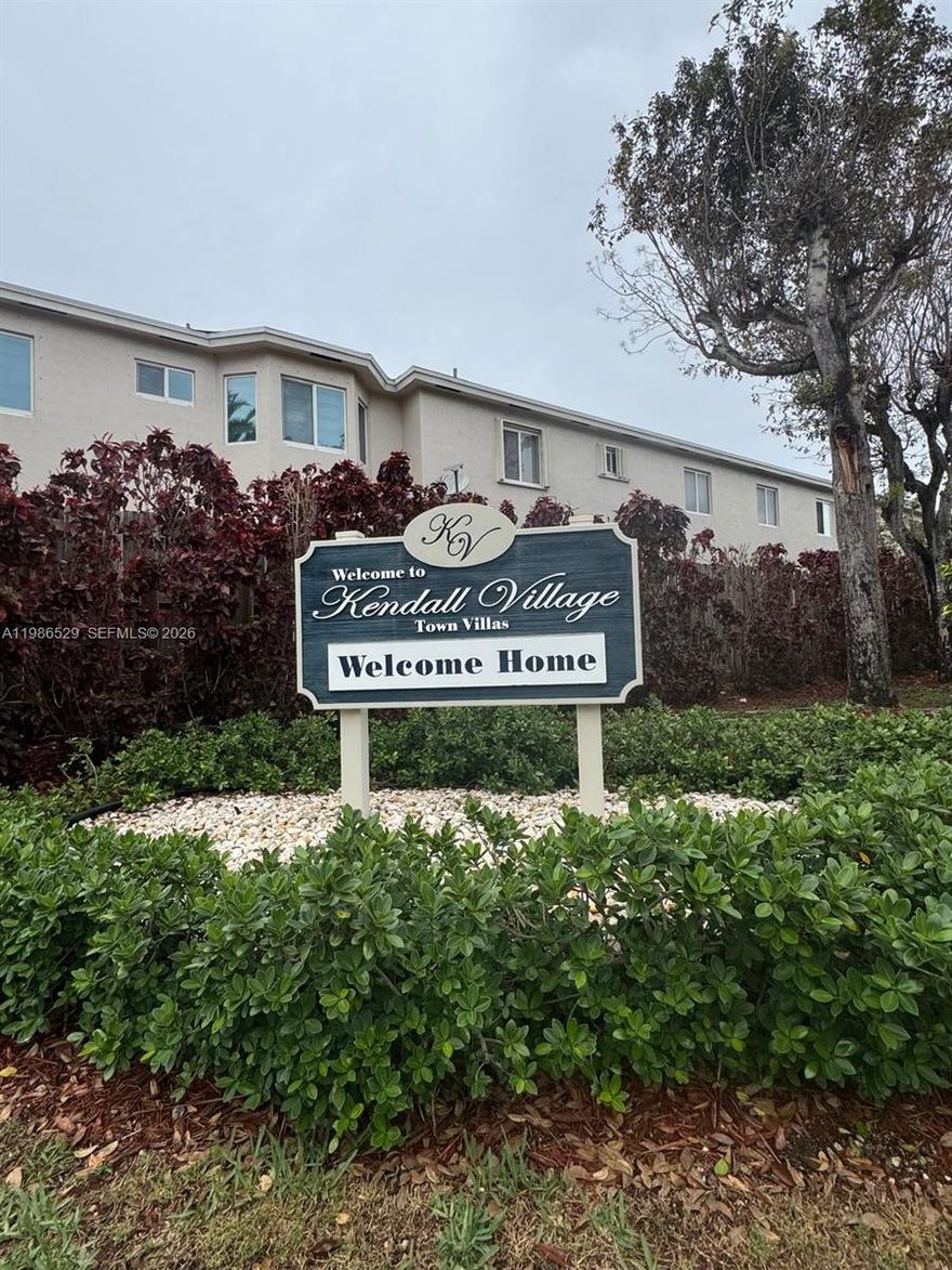 KENDALL VILLAGE TOWN VILLAS! This bright and spacious 4bed/2.5baths townhouse has a fenced patio & 1 car garage. New kitchen appliances. Tiled throughout, this townhome enjoys a gated community with club house, playground and pool. Water & sewer is included. No pets allowed. Excellent Location in the heart of Kendall with quick access to N. Kendall Dr. and the Florida Turnpike.  Close to shopping centers, restaurants, movie theater, gym.