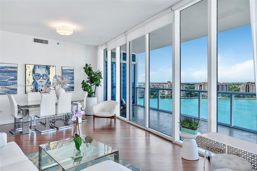 With limited inventory at the Continuum South Tower, this beautiful 2 bed 2 1/2 bath is a must see, as it's the only apt currently trading under $5 million. This bright modern cheerful unit has it all. Offering sweeping views of Miami Beach, the Miami skyline, Fisher Island, & the famous cruise ship waterway. Sit down each evening on the vast balcony & enjoy breath-taking tequila colored sunsets. As you step into the apt's private foyer, there are beautiful hardwood floors that lead into an open entertainers gourmet kitchen that overlooks a spacious living area with scenic views from every angle. With split floor plans each luxurious bedroom has updated bathrooms & walk-in closets, along with a powder room & laundry room. All of this within the renowned Continuum 5-star resort & amenities.