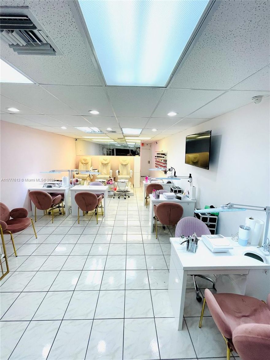 Licensed Cosmetology Salon For Sale. Amaizing opportunity to own a fully equipped Cosmetology Salon. Perfect for owner Operator or  Investor. It is the broadest of the state licenses , allows you to offer all cosmetology services (hair, nails, skin, makeup, waxing, etc.)this turnkey business features 5 Manicure tables, 3 Pedicure chairs ,a private lash/eyebrow station area .With a loyal clientele and a prime location, minutes to anywhere in Miami, Miami Airport and  Coral Gables. The salon has been profitable, established for over 5 years, and has an established customer base, making it a fantastic investment opportunity. The package deal includes the lease transfer, business operation license, equipment, furniture, and inventory.
DO NOT DISTURB BUSINESS . SEE BROKER REMARKS