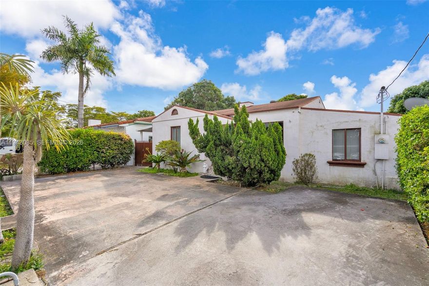 Charming 2-bedroom, 1-bath home located in the heart of Miami. The property features an approved storage area connected to the house, ideal for use as a den, office, or flex space. Major updates include a new water heater replaced approximately 2 years ago and a central A/C system replaced about 4 years ago, still covered under the 10-year manufacturer warranty. The home also offers an electric fence for added security and a spacious patio, perfect for entertaining or relaxing. Centrally located with easy access to major highways, shopping, dining, and schools. Ideal for first-time buyers or investors. Seller is open to reviewing all reasonable offers. Easy to show.