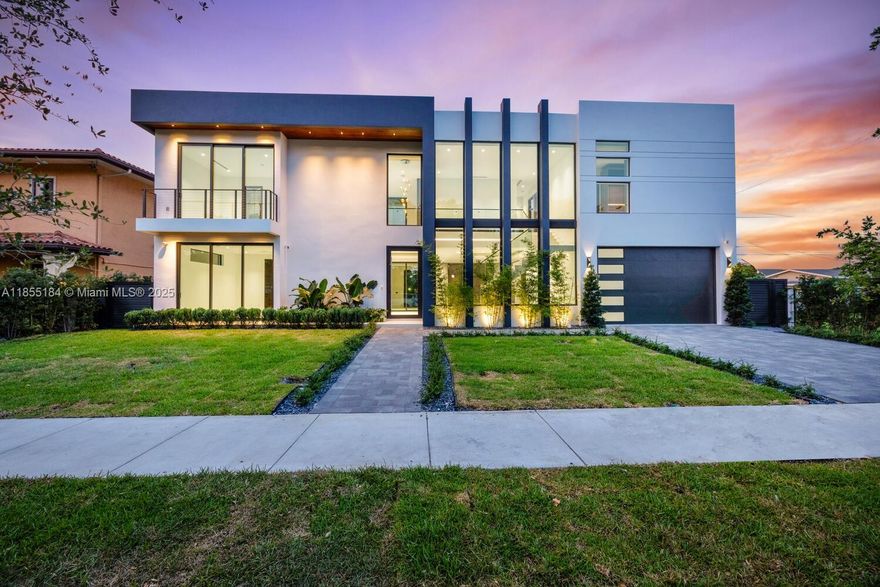 Experience modern luxury in this newly built 4BD + ensuite flex room / 6BA home. Upstairs features three spacious ensuite bedrooms & a flex room with its own bath—perfect as an office or 5th bedroom—plus a bar with a wine/beverage cooler. The main level offers a full ensuite bedroom & a cabana bath for poolside convenience.The chef’s kitchen boasts Italian Ocean Black porcelain countertops, premium Miele appliances, & custom PEDINI cabinetry that extends into the closets, bathrooms, & laundry areas. Bathrooms are appointed with Gianni Gold & Sena Perla porcelain counters & high-end Grohe fixtures. Stunning 63" x 63" Levine White porcelain tile flows throughout. Outdoors, enjoy a modern pool, artificial turf, & a fully equipped summer kitchen—blending style, function, & cutting-edge design.