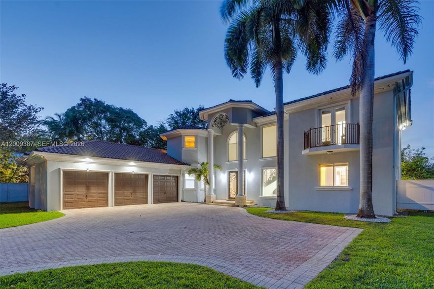 Welcome to 8479 SW 122 St. Light, bright, and thoughtfully designed, this residence features high ceilings, modern porcelain floors, and a highly functional layout with two bedrooms downstairs and three upstairs, ideal for both everyday living and flexibility. The spacious primary suite offers a private balcony, dual walk-in closets, and a true retreat feel. Enjoy seamless indoor-outdoor living with a huge covered terrace overlooking the pool and expansive backyard, perfect for entertaining year-round. The home is equipped with impact windows, a 3-car garage, and is fully gated and walled with cameras, offering a high level of privacy and security.
Located in one of the area’s most sought-after neighborhoods, this home is within an excellent school district, known for top-rated public and private school options nearby, making it a strong choice for long-term value and convenience. Close to major roads, parks, and dining, this is a well-rounded opportunity in a prime location.