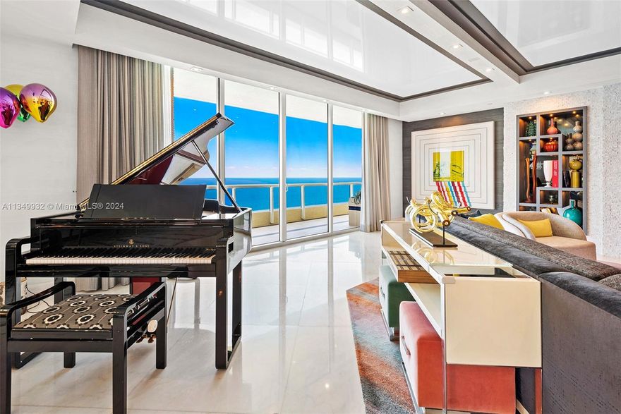 Elegant Penthouse with heated saltwater pool and outdoor kitchen at world renown Acqualina. This plush residence, designed by Jeffrey Einhorn of St James Design occupies half of the 46th floor and features 5 bedrooms with a private guest house and immense outdoor living space. Enjoy sweeping views of the ocean, bay, intracoastal and glittering skyline. The interior is meticulously appointed with the finest finishes, much of which have been upgraded in the last year. Control 4 automation, vaulted ceilings and many other fine details. Luxurious furnishings are negotiable. Acqualina boasts the Forbes Five-Star and AAA Five-Diamond awards and features world-class services and amenities that include ESPA, Il Mulino, Avra and KeUh and Miami's most spectacular ocean front pool and beach pavilion.